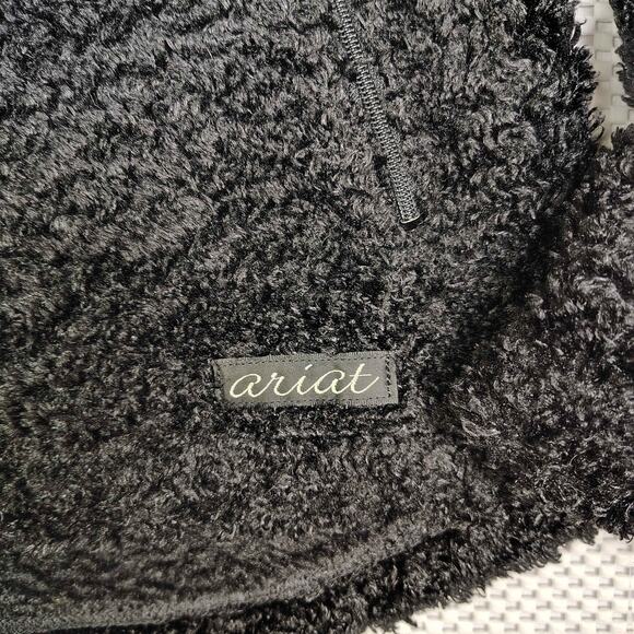 Ariat Fleece Snap Jacket Black Sherpa Teddy Women's Large Cowgirl Western Ranch - Picture 6 of 9